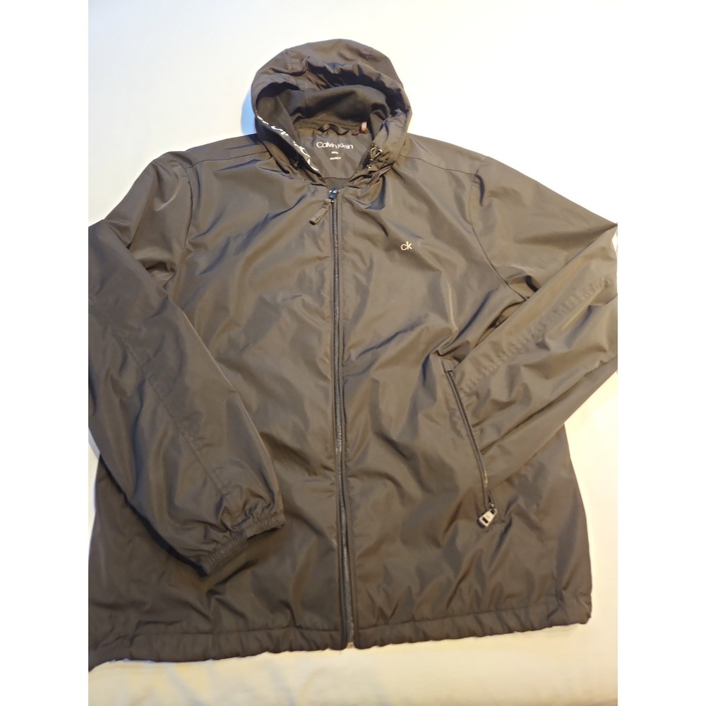 Calvin‎ Klein Mesh Lined Black Lightweight Zip Up Waterproof Hooded Jacket